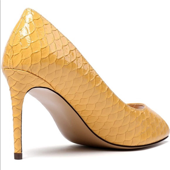 NWT Eldof Peep Toe Pumps in Yellow Snake - Picture 4 of 12